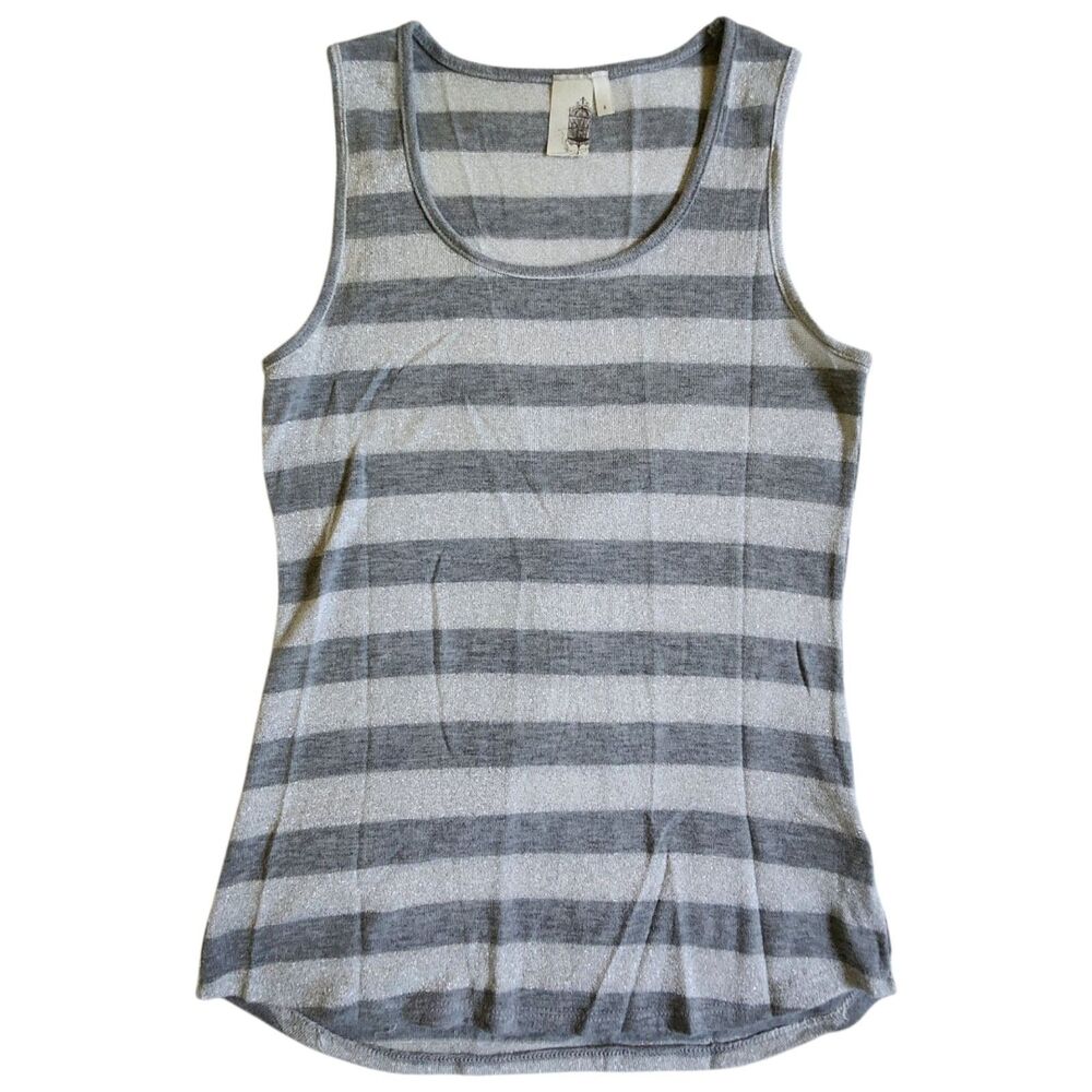 Francesca's Collections Gray Silver Striped Sleeveless Tank Top Sz S